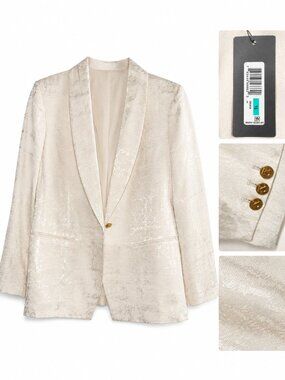 Donna Karan Ivory Silk Blazer Jacket NWT 16